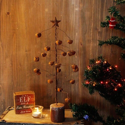 Rustic Jingle Bell Ornament Tabletop Bell Tree with Metal Star or Mischief Witch - Picture 5 of 17