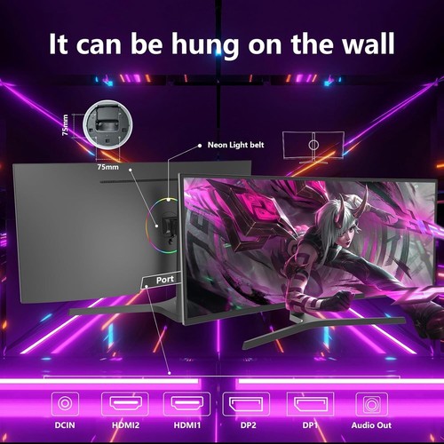 34 Zoll 4K Gaming Monitor Curved, 165Hz, UWQHD 3440x1440 Ultrawide Monitor 1500R - Bild 2 von 9