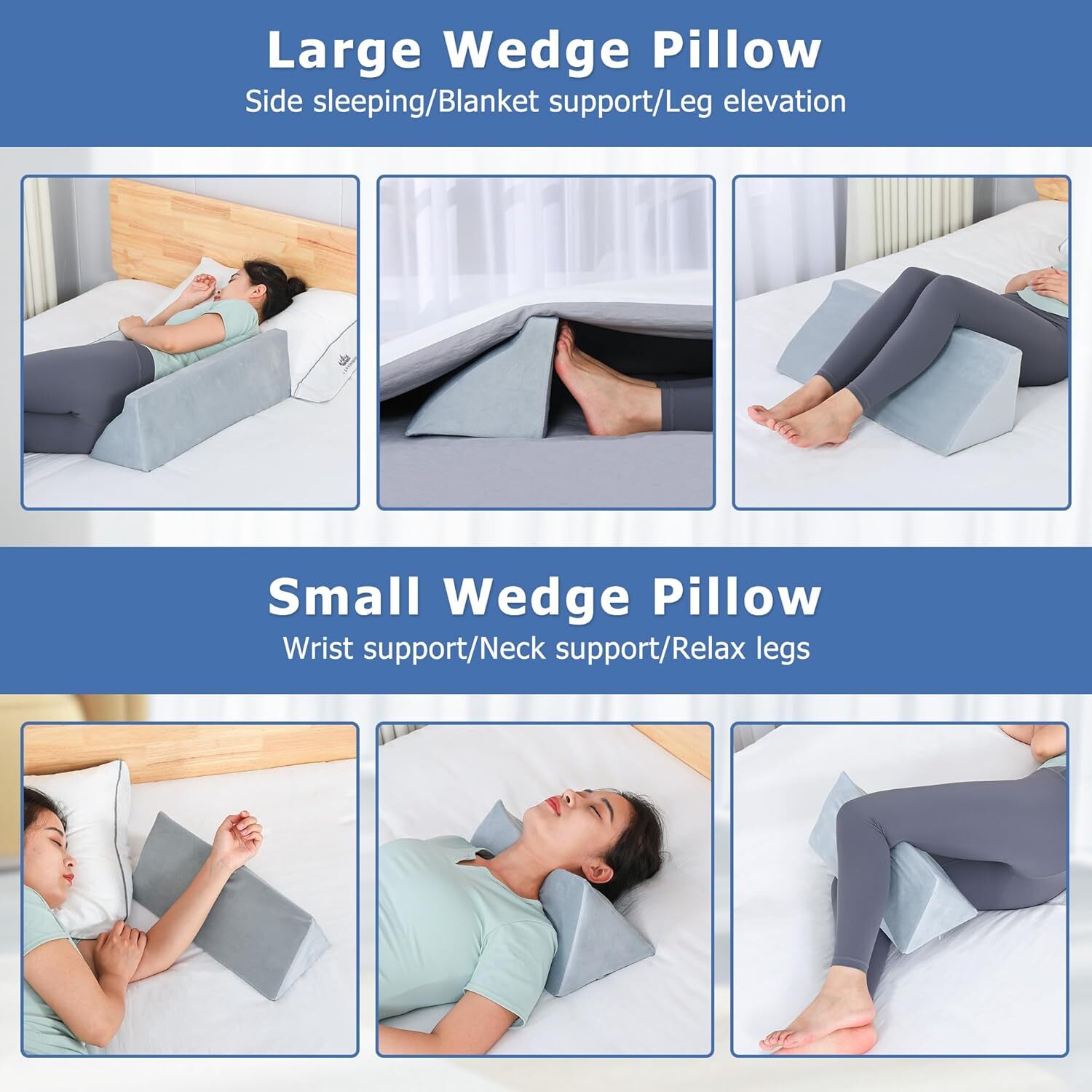 Wedge Pillow for Side Sleeping, Back Pillow for Side Sleeper, Bed Wedges & Bo...