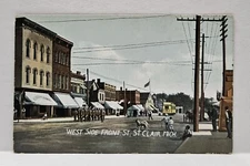 Vintage Postcard West Side Front Street Scene, St. Clair, Michigan Unposted