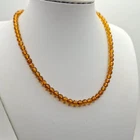 Vintage Genuine Baltic Amber Stone Faceted Round 6 mm Beads Necklace