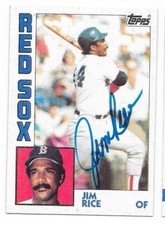 JIM RICE 1984 TOPPS AUTOGRAPHED SIGNED # 550 BOSTON RED SOX HOF