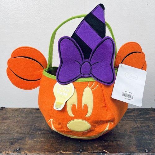 Minnie Mouse Filz Halloween Eimer Süßigkeiten Tasche Kürbis Neu mit Etikett Disney Store exklusiv