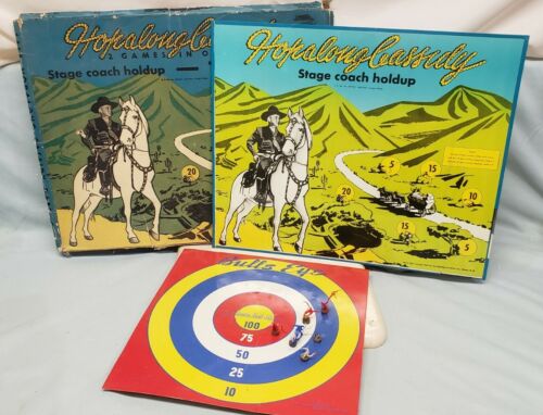 HOPALONG CASSIDY MAGNETIC DART GAME & 1950'S BASEBALL DART GAME MAGNE-SAFE AAROW - Picture 1 of 11