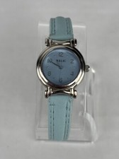 Relic ZR65303 23mm Silver Tone Quartz Watch w/Blue Leather Band New Battery