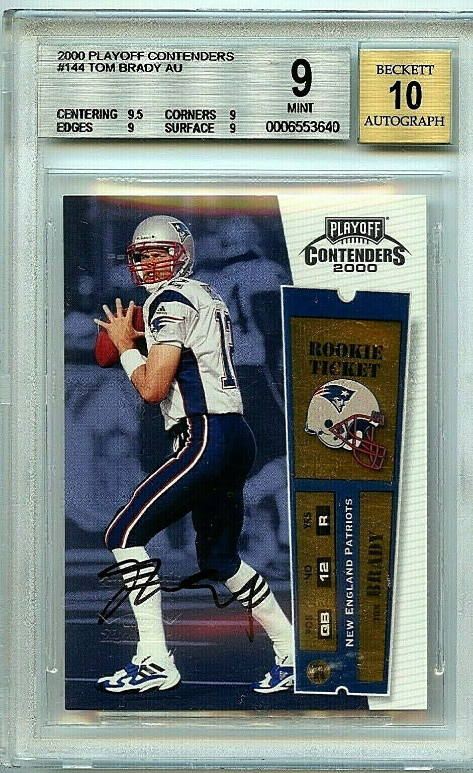 TOM BRADY 2000 PLAYOFF CONTENDERS BGS 9 MINT 10 AUTO RC SUBS 9.5 9 9 9 NO 8.5s view 5