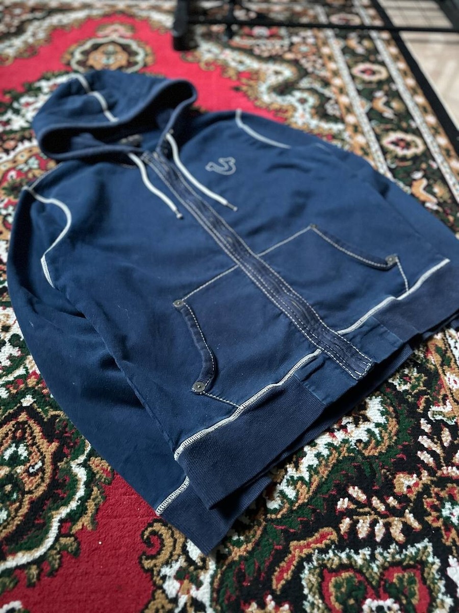 TRUE RELIGION ジップパーカー　y2k スパンコール　短丈 ◇サガラ刺繍ワッペン ショート丈 ジップパーカー◇yn-430gts