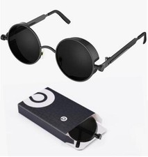 Spectacles Retro Gothic Steampunk Sunglasses for Women Round Lens Metal