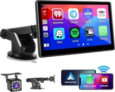 10.26" Touch Screen Wireless Apple Carplay Android Auto Portable Car Stereo USA
