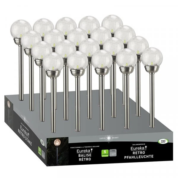 Smart Solar LED Garden Lights Retro Glass Removable Top Bright Stake 5 Lumens - Image 2 of 4