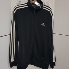 Adidas Primegreen Essentials Large Women  s Warm-Up 3-Stripes Black Track Jacket