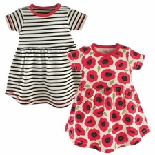 Touched By Nature B�b� Coton Bio Robe, 2-Pack, Coquelicot Rouge