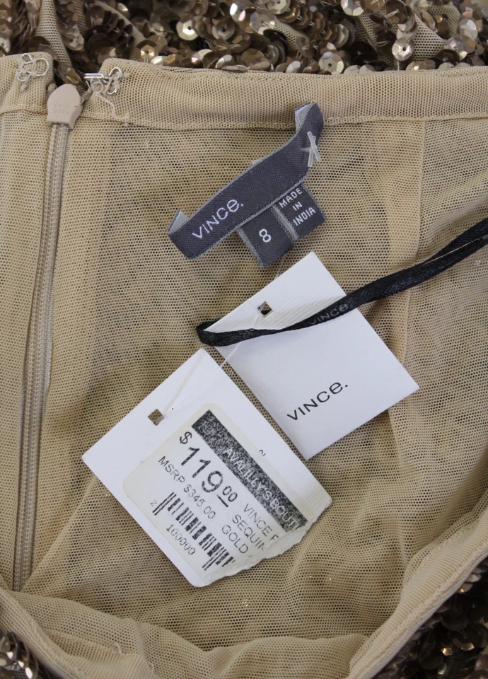 VINCE 金色网格亮片装饰铅笔裙 8 码全新带标签缺陷 * SEAM REPAIR — 第 2/4 张图片