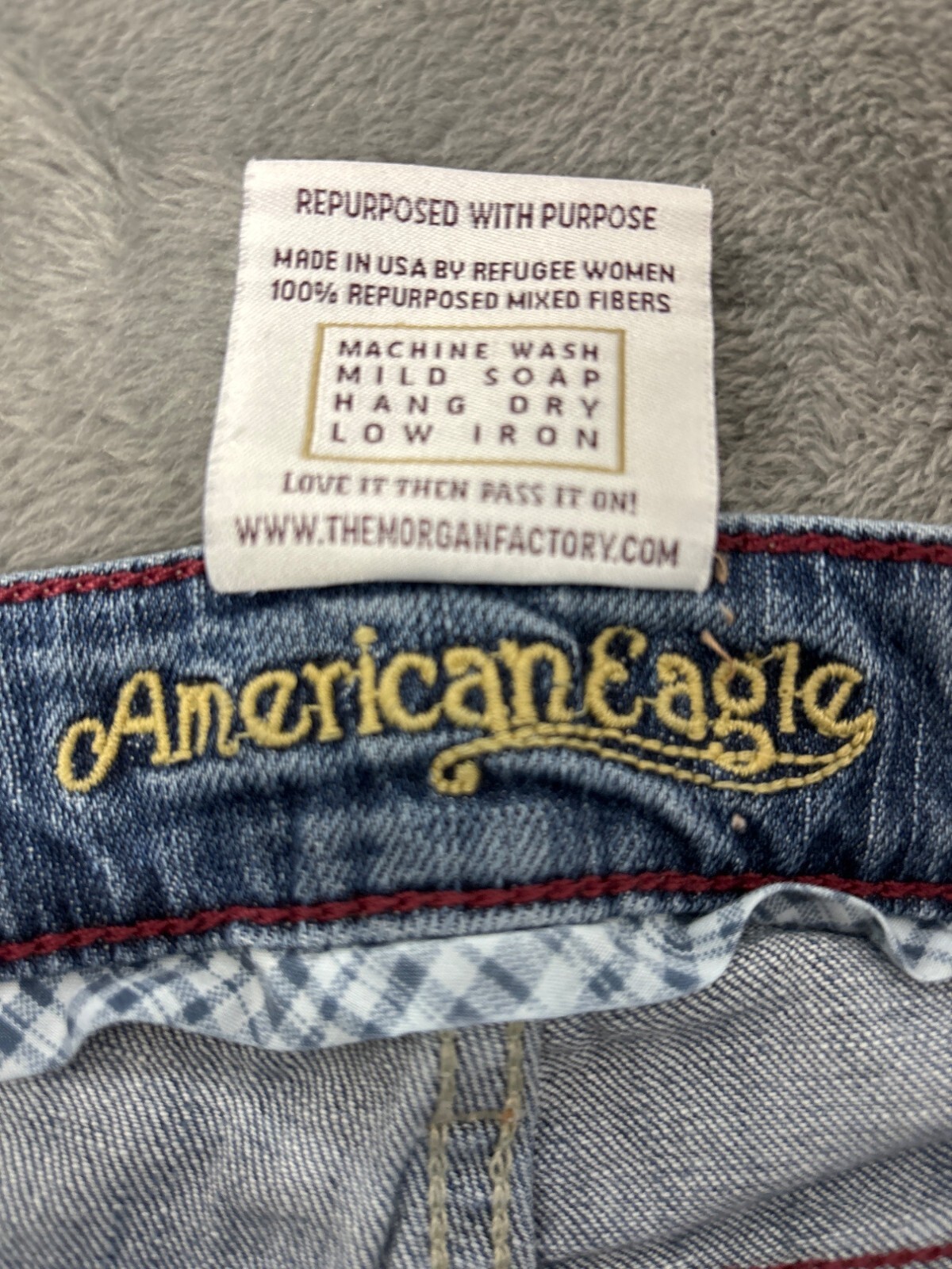 Retro Patchwork Jeans Repurposed Sz6 Hipster Stra… - image 6