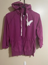 AMERICAN EAGLE Full Zip Hoodie Sweatshirt Size L Large Burgundy NICE Hoody Women