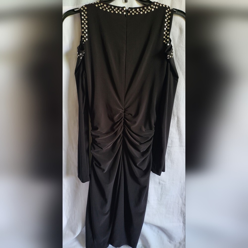 Cache Women's Black Rhinestone Cold Shoulder V-Ne… - image 6