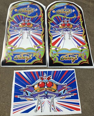 Galaga Arcade Game Side Art Kickplate 3pc Set Satin Laminated Premium Grade