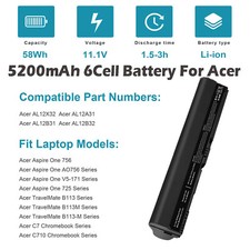 NEW AL12X32 Battery For Acer Aspire One 725 756 AO756 B113 Serie AL12A31 AL12B31