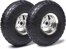 (2 Pack) 10? Heavy-Duty Replacement Tire Wheel - 4.10/3.50-4? for Hand Trucks