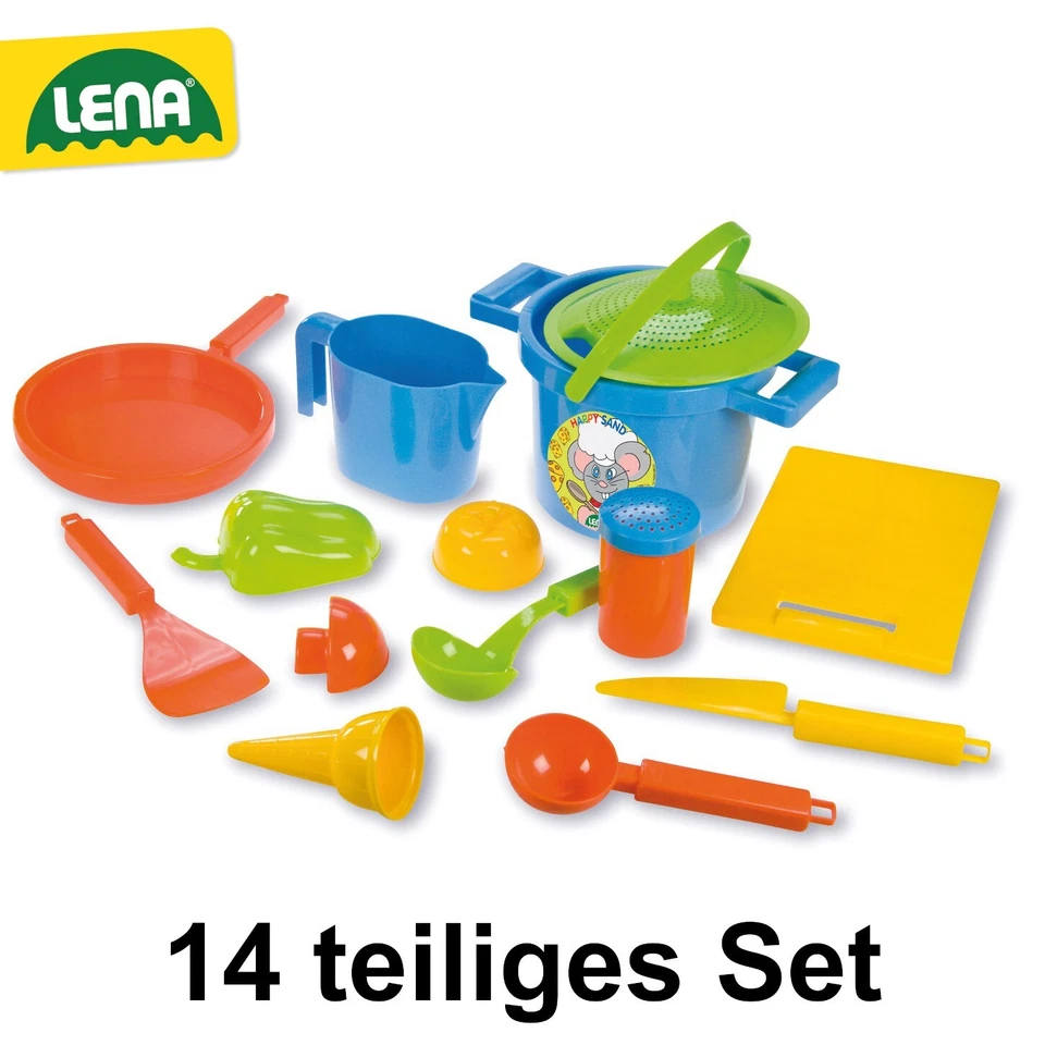 XXL Sandkastenspielzeug Set Sandset Kochen 14-teilig Töpfe Kelle Eis LENA® 05410