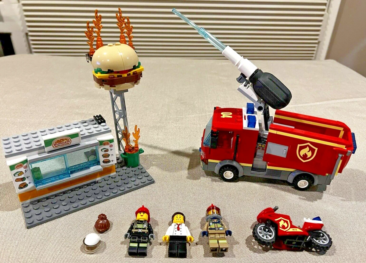 Til ære for gennemførlig landsby LEGO City 60214 Burger Bar Fire Rescue - built - retired 673419303026 | eBay