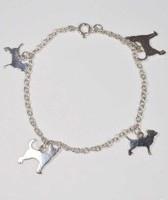 Silbernes Rollenkettenarmband, Mit AnhäNger Silhouetten Von Chihuahua Hund Luce