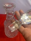 cut glass decanter bell-shaped body with starburst etching bottom faceted topper — photo 8