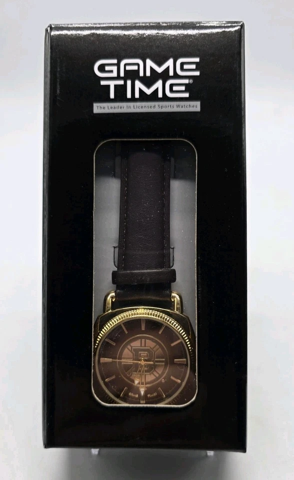 NHL Game Time BOSTON BRUINS Gold / Chocolate Watch Japan Movement New in Box NOS - Image 3 of 4