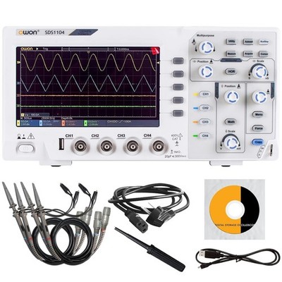 OWON SDS1104 4CH 100MHz Digital Oscilloscope 1GS/s 20K Memory FFT 7'' LCD USB