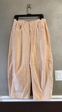 Free People We The Free Good Luck Mid-Rise Cord Barrel Jeans Size 29 Peach NEW