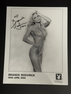 BRANDE RODERICK SIGNED 8 X 10 PHOTO PLAYBOY PROMO PLAYMATE APRIL 2000 W/ COA