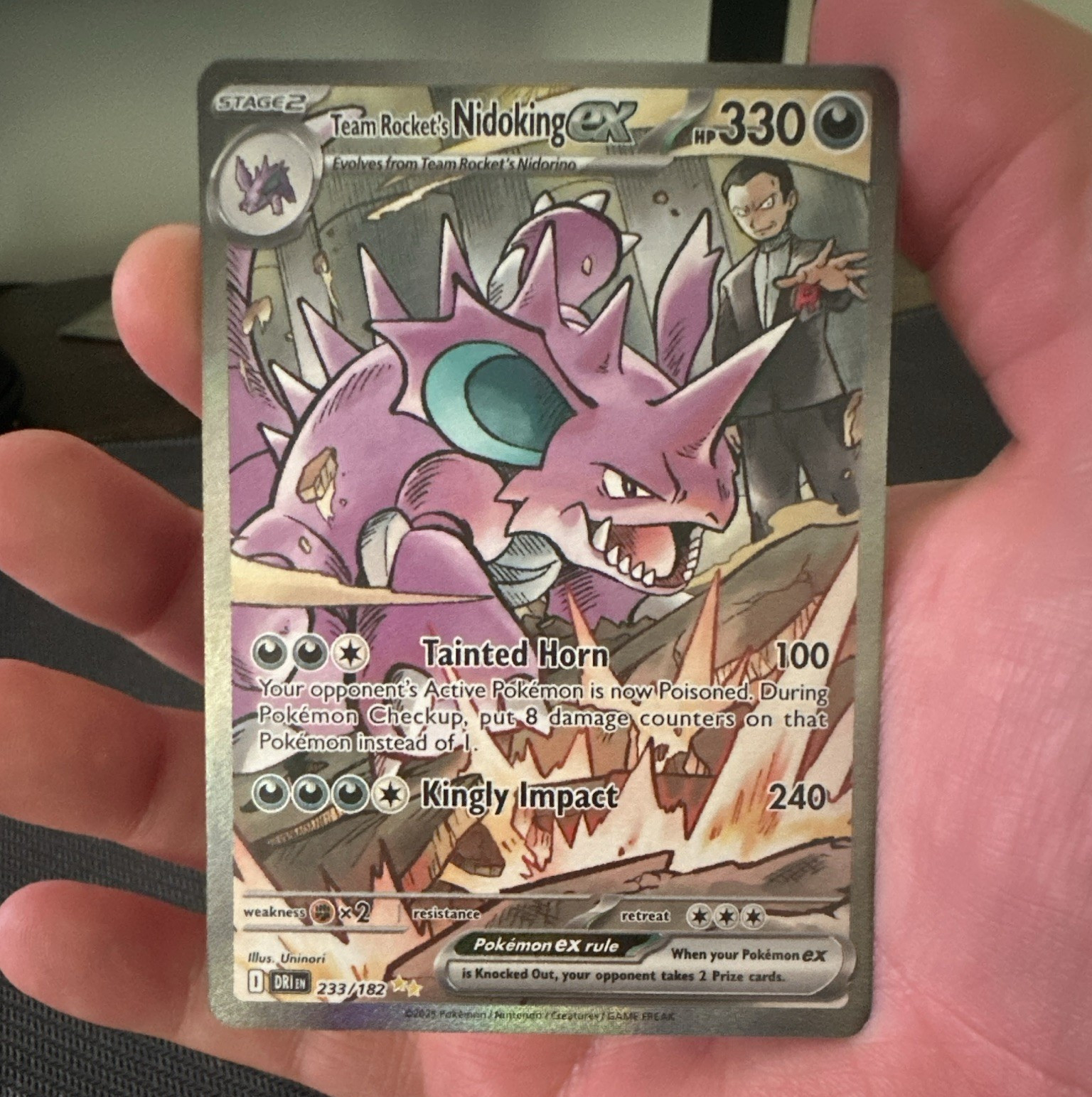 Pokemon Team Rocket's Nidoking ex 233/182 Destined Rivals SIR Holo Full Art