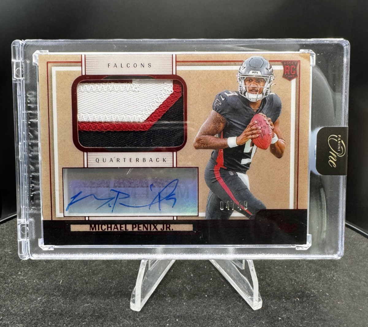 2024 Panini One - #102 Michael Penix Jr. (RC) Premium Rookie Patch Auto RED /49