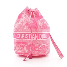 Christian Dior DIORTRAVEL Toile de Jouy Pouch bag purse Nylon Pink White Used