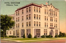 Vintage Hotel Newcomb Postcard – Hillsboro, Texas, Fireproof Modern Hotel