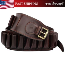 TOURBON Genuine Leather Bandolier 12 Gauge Cartridge Belt Hold 23 Shotgun Shells