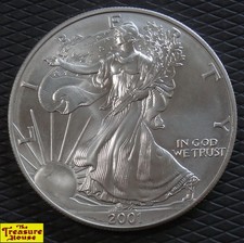2001 American Silver Eagle ONE DOLLAR S$1 USD 1 OZ-T .999 Fine Silver Coin NR!
