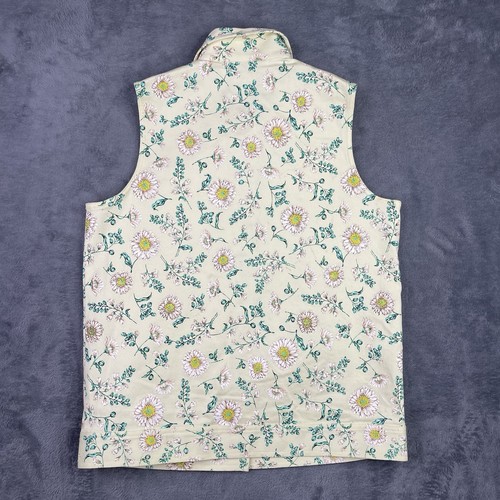 VTG Vest Women Small 4 Pants Set Denim Yellow Sun Flower Artsy Park 90s Nature - Picture 7 of 19