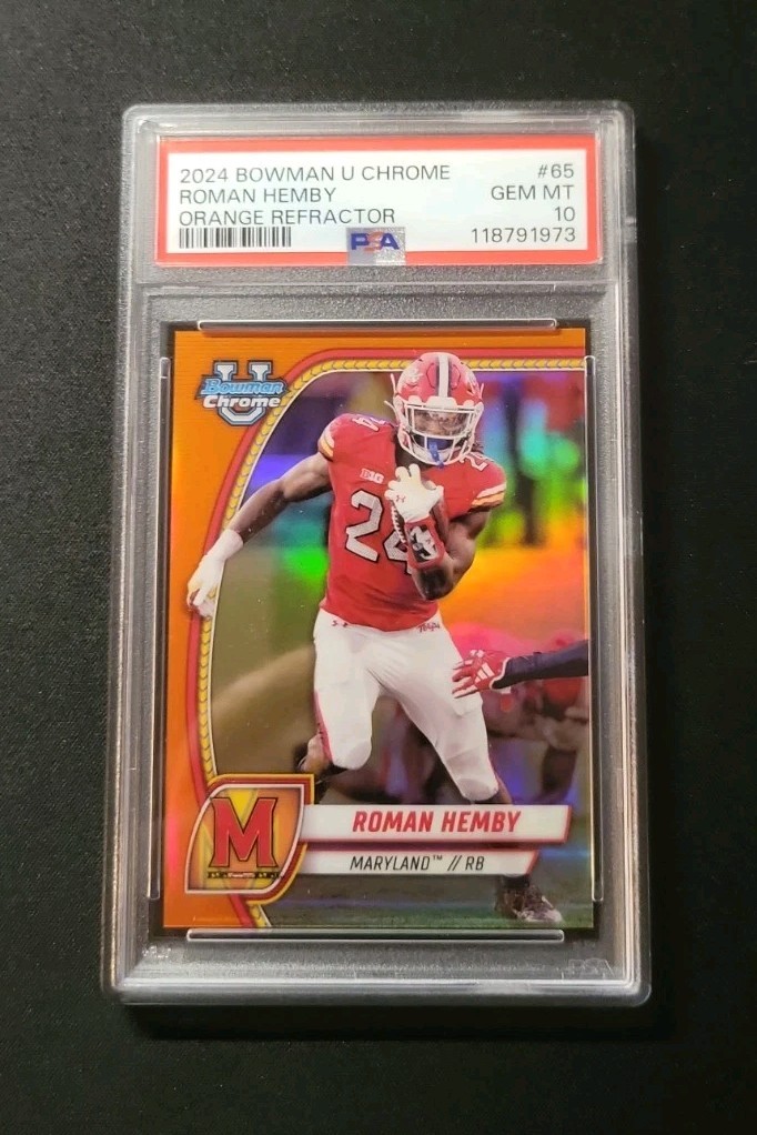 💎 PSA 10 Roman Hemby 2024 Bowman U Chrome Orange /25 Refractor Jersey Match