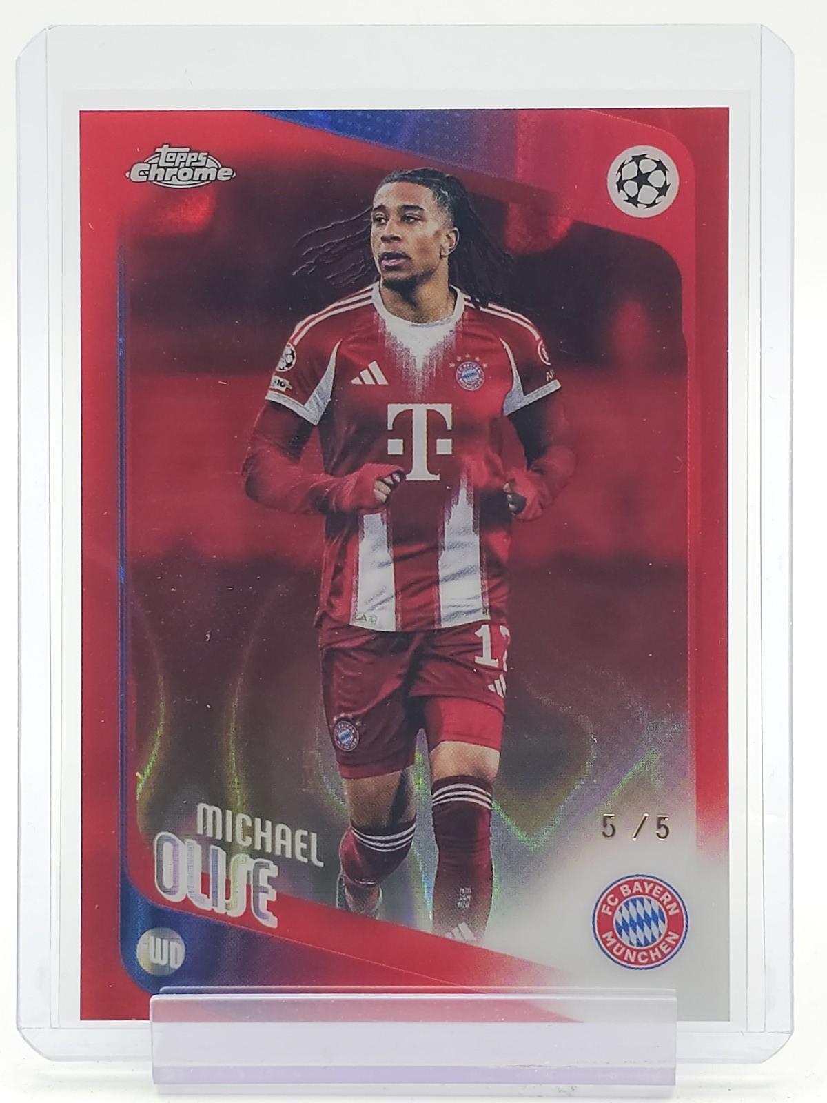 MICHAEL OLISE 2025-26 TOPPS CHROME UCL RED LAVA REFRACTOR BAYERN 5/5 Q2723 view 1