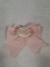 Preview of Innocent World Pink Grosgrain Bow with Ivory Rose Hair Clip | Classic Lolita
