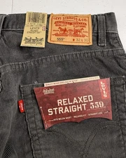 Vtg Levis 559 Corduroy Jeans Gray Relaxed Fit Straight Red Tab Y2K 32x30 NWT