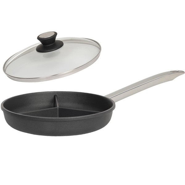 Skk Pfanne 28 Cm Bratpfanne 3-Geteilt Induktion Edelstahlgriff & Deckel Aus Glas-image