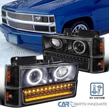 Fit 94-98 C10 Silverado Black Halo Projector Headlightsled Bumpercorner Lamps Fit 94-98 C10 Silverado Black Halo Projector Headlightsled Bumpercorner Lamps