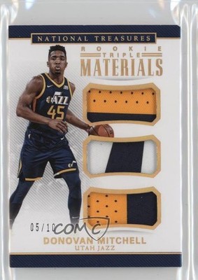 2017 National Treasures Rookie Triple Materials Gold /10 Donovan Mitchell RC 9l4