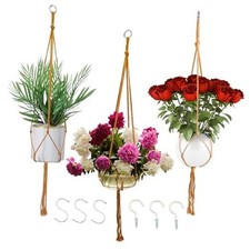 Macrame Plant Hangers Planter Flower Pots Holder 3 Pack Basket Stand Brown