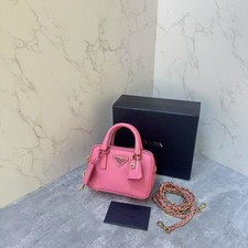 Prada Plume Mini Leather Top Handle Bag Crossbody Shoulder Bag Authentic
