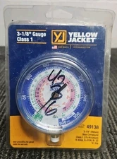 Yellow Jacket 49138 3-1/8" (80MM) Blue Compound Pressure Gauge Class 1 R-404A, R