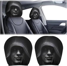 2pcs Funny Ghost Face Headrest Covers - Elastic Washable Auto Seat Protectors