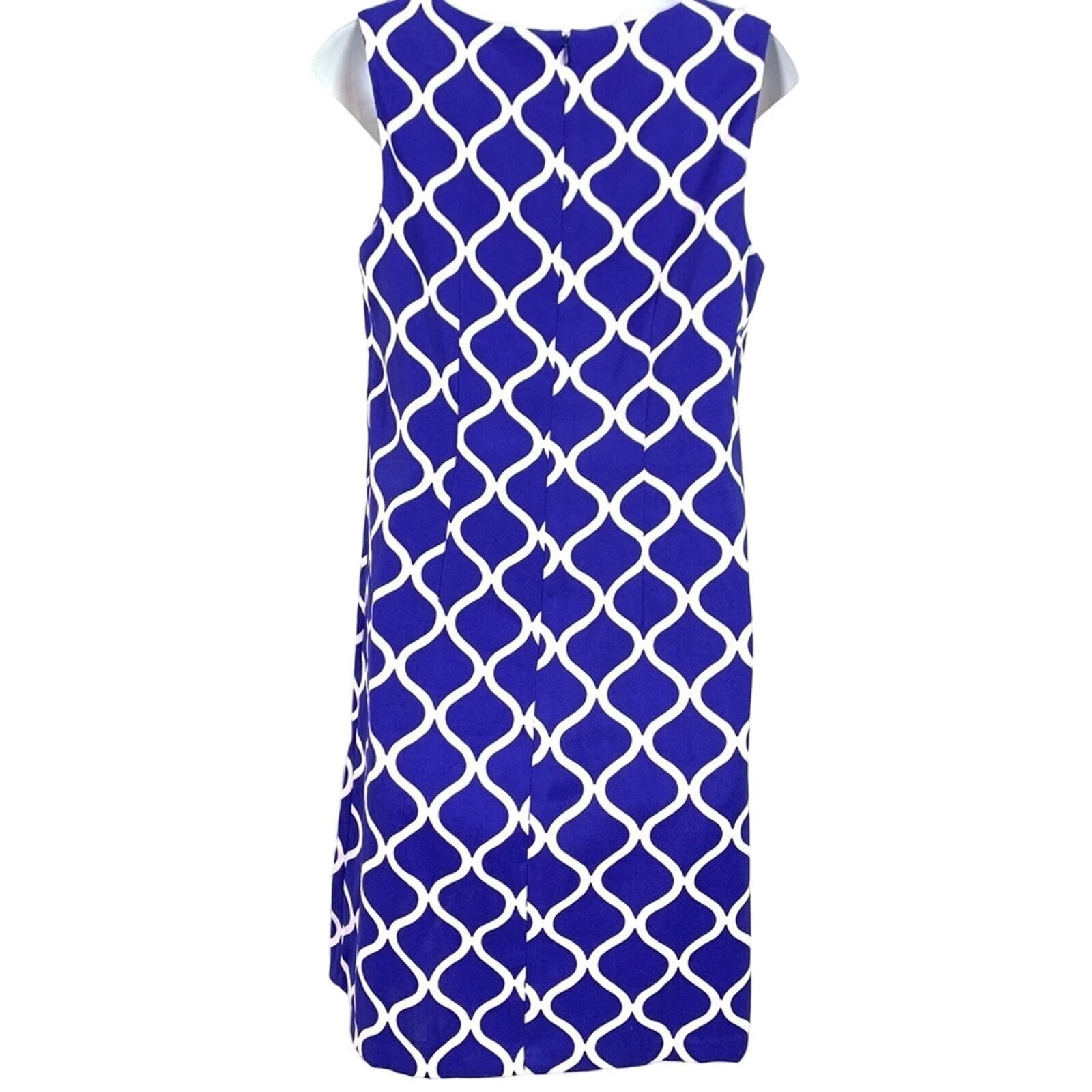 Abito smanicato Alyx tubino donna lunghezza ginocchio elasticizzato blu bianco stampa tg 6